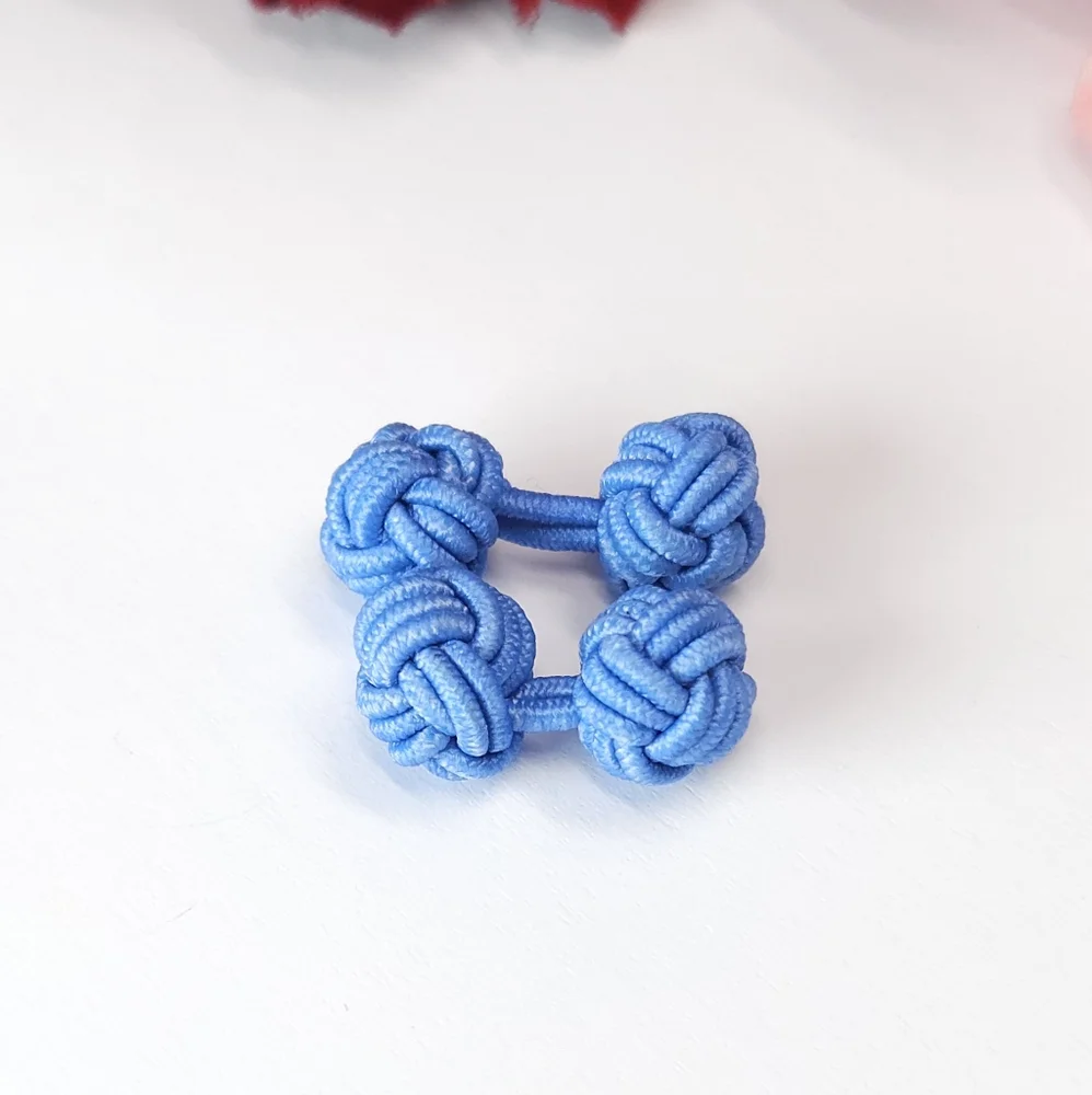 Vintage Baby Blue Silk Knit Cuff Links in Original Box